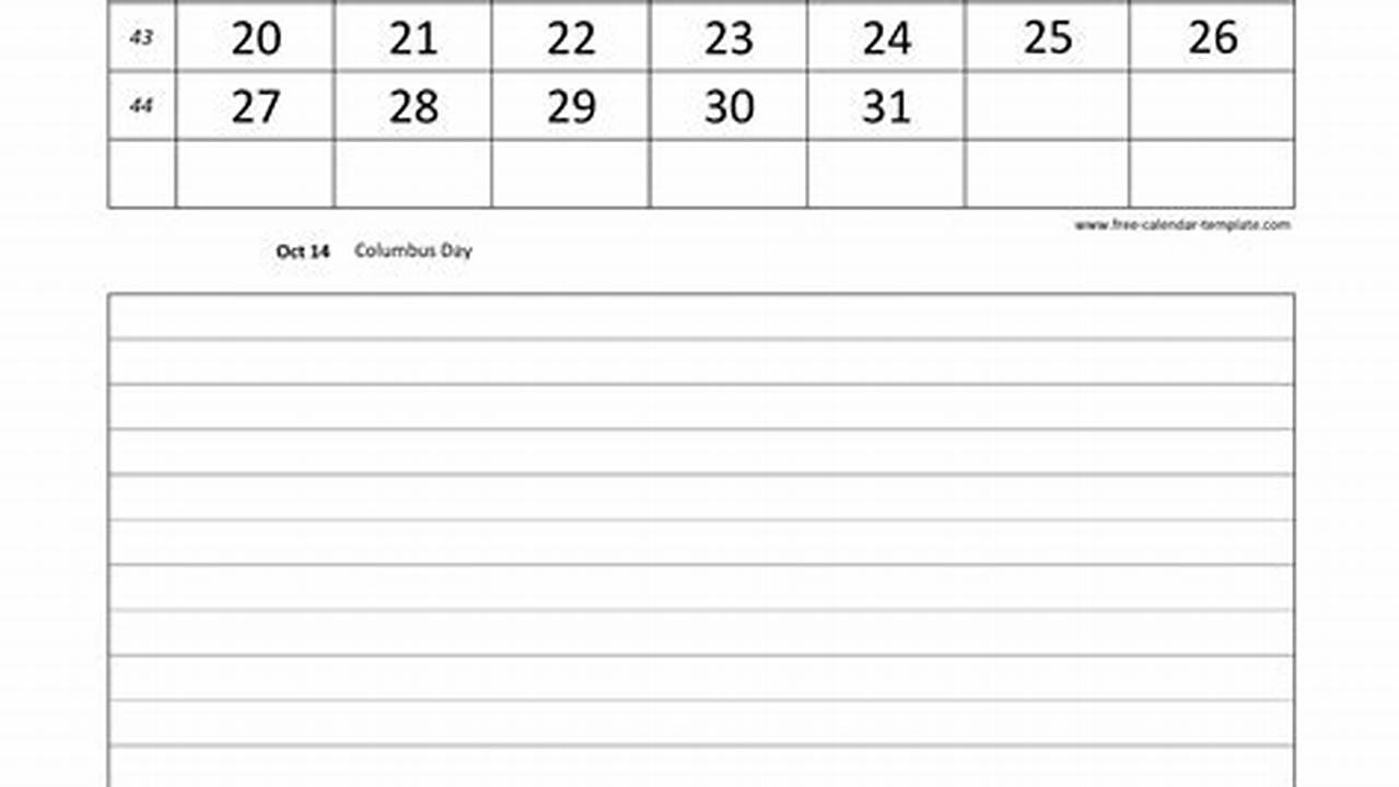 October Printable Calendar 2024 With Notes