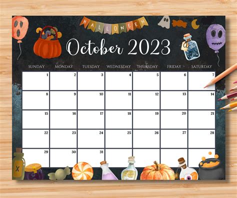 October Spooky Calendar