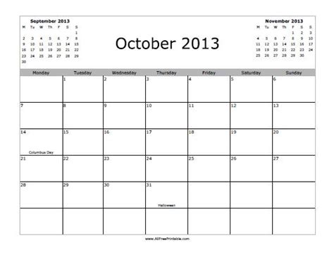 October 13 2013 Calendar
