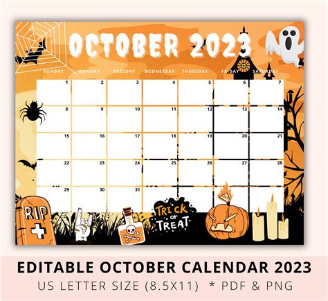 Calendar October 2023 UK with Excel, Word and PDF templates