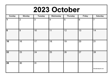 October 2023 Calendar Templates for Word, Excel and PDF