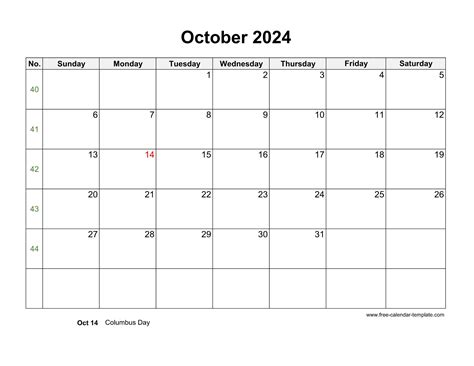 October 2024 Pdf Calendar