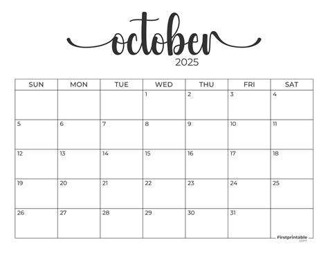 October 2025 Fillable Calendar