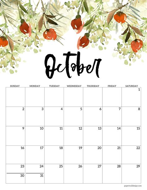 October 22 Printable Calendar