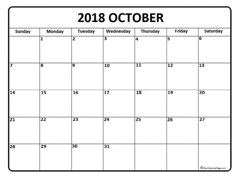 October Blank Calendar Printable