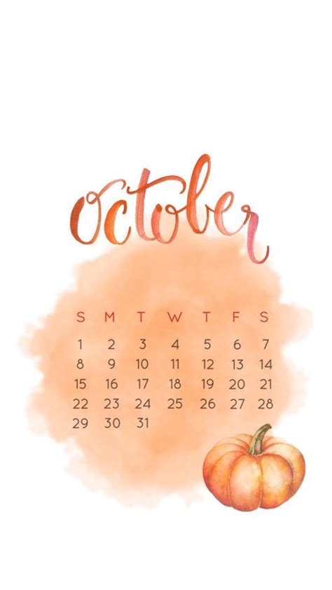 October Calendar Aesthetic