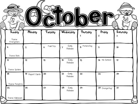 October Calendar Drawing