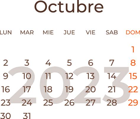 October Calendar In Spanish