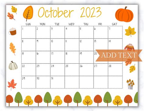 October Calendar Templates