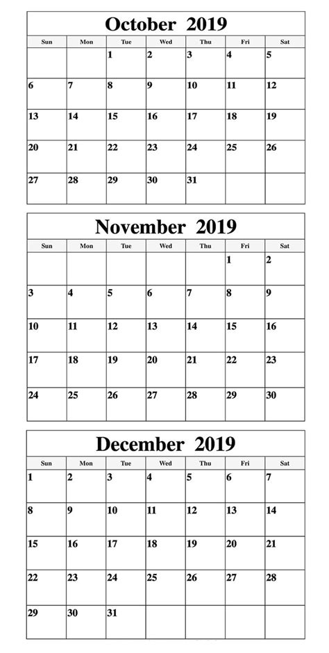 October Nov Dec Calendar