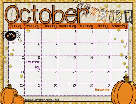October Themed Calendar
