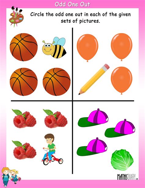 Odd One Out Worksheet For Kids