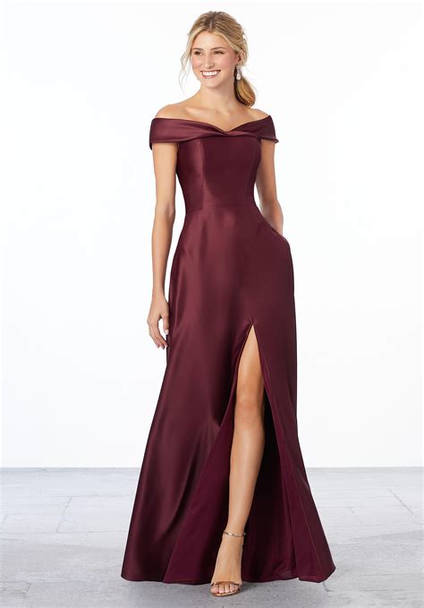 Dessy Collection Lux Ruched Off The Shoulder Chiffon Gown in Burgundy
