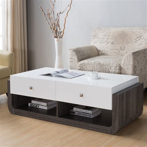Offers Black And White Coffee Table With Storage