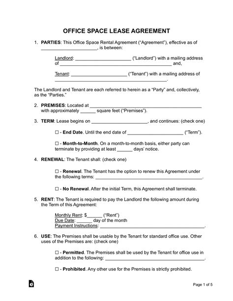 Office Rental Lease Agreement Template