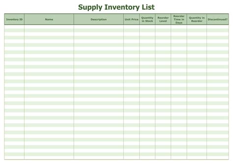 Office Supply Inventory Template Free