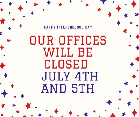 Office Closed For 4th Of July Email Template