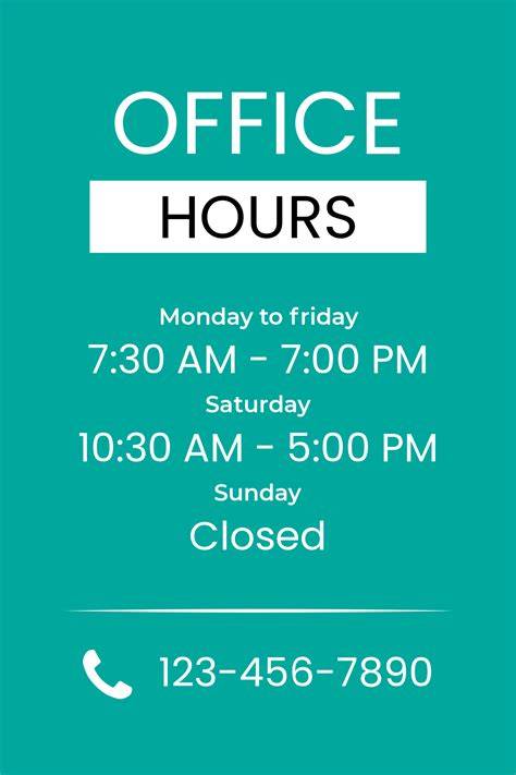 Office Hours Sign Template Word