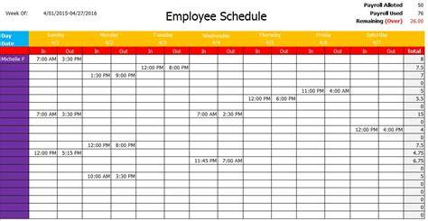 Office Schedule Template Excel