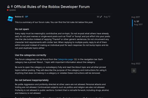 Official Rules of the Roblox Developer Forum - Updates - DevForum 