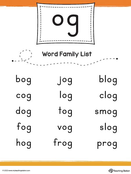Og Word Family Worksheets