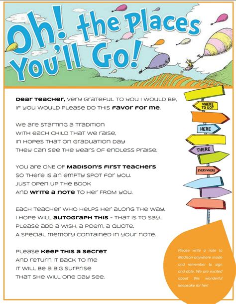 Oh The Places You'll Go Teacher Note Printable Free