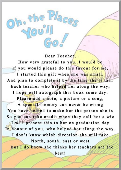 Oh The Places Youll Go Letter To Teacher Template Printable