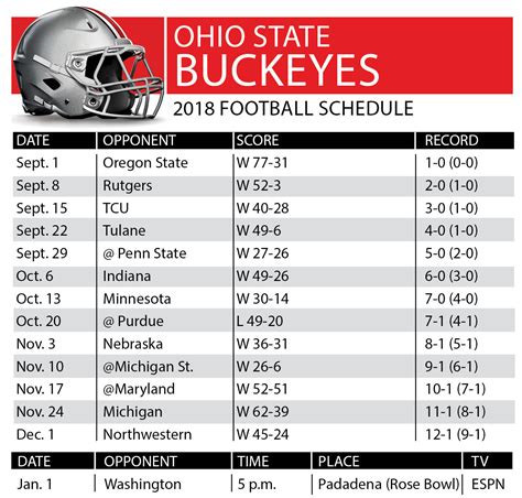 Ohio State Football Schedule Printable 2022