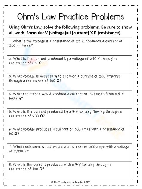Ohm's Law Worksheet With Answers - Kayra Excel