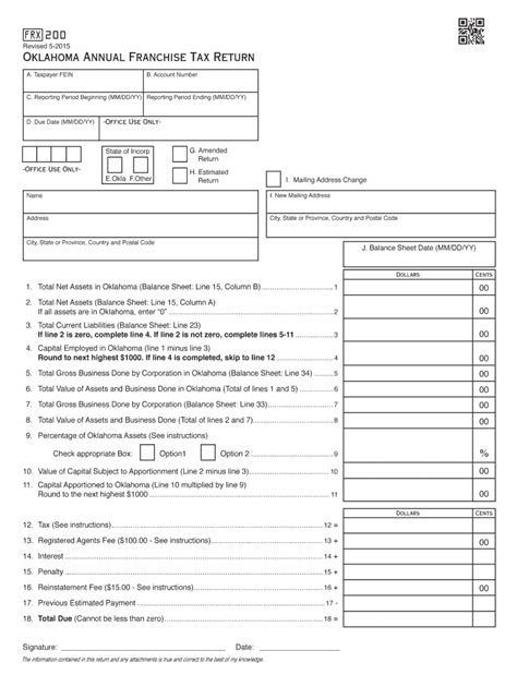 Oklahoma Franchise Tax Instructions Tax Preparation Classes