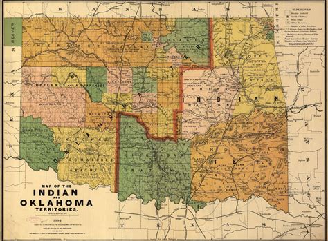 Old Map of Oklahoma Indian Territory 1892 VINTAGE MAPS AND PRINTS