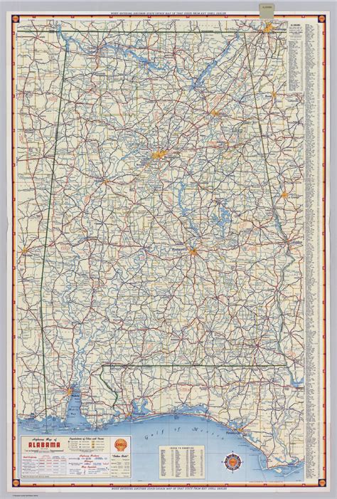 TWO SIDED Antique Road Map Alabama Map Original Highway