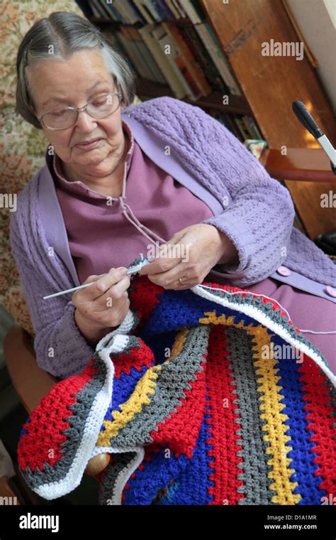 Old Lady Crocheting