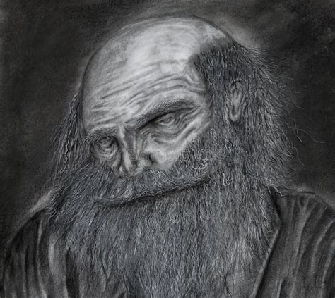 Old Man With Long Beard Drawing