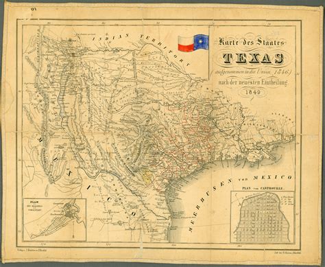 Vintage Reprint Texas Map Hoffman and Walker’s Historical