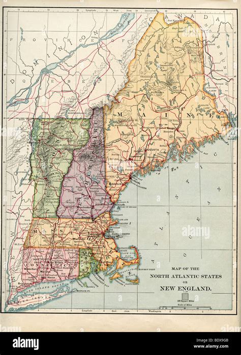 Old New England Map Physical Geography and Political From Etsy