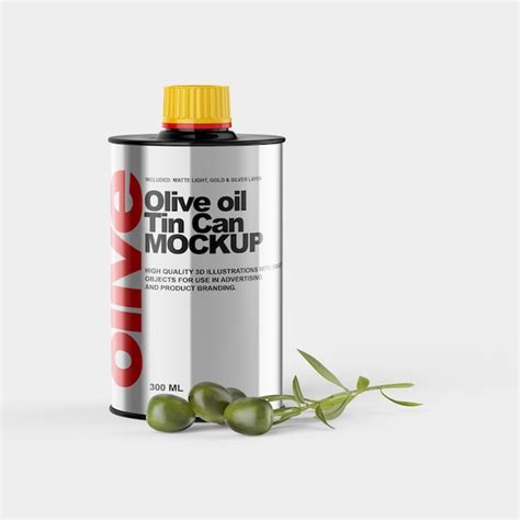 Olive Oil Tin Can  Cap Mockup