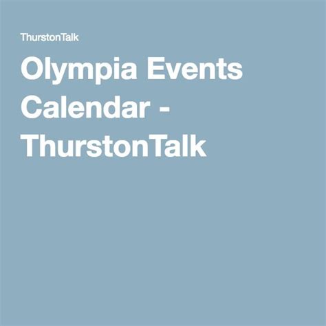 Olympia Events Calendar