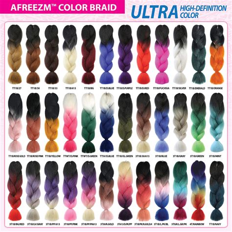 Ombre Braiding Hair Color Chart