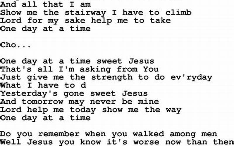 One Day At A Time Lyrics