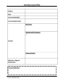 One Day Lesson Plan Template