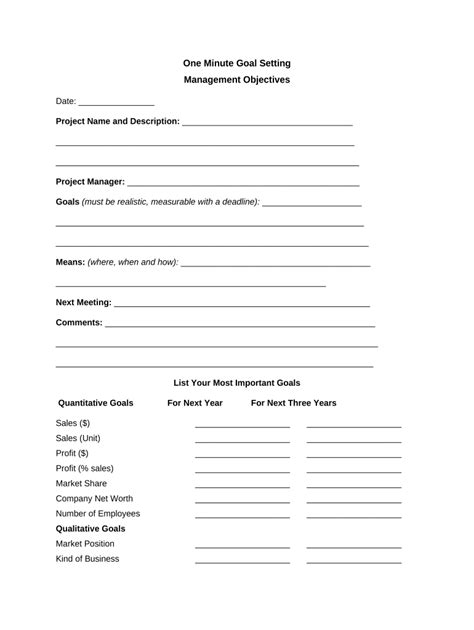 One Minute Manager Worksheet
