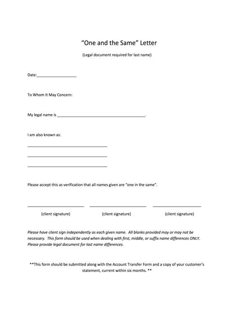 One And The Same Form Letter