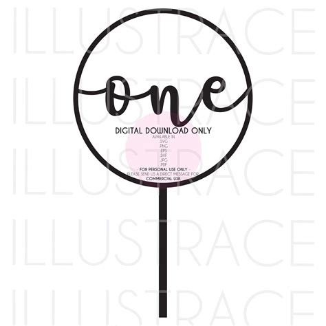 Download One Cake Topper SVG with Rainbow Files DXF Files