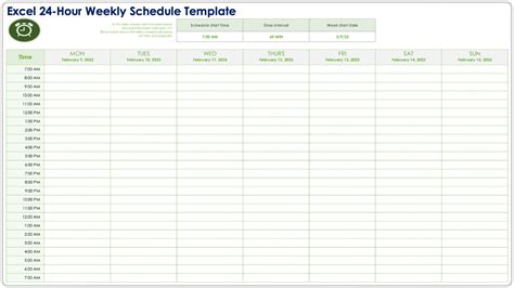 One Hour Schedule Printable