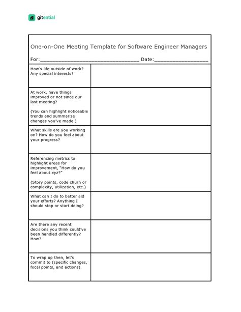 One On One Manager Meeting Template
