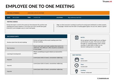One On One Meeting Template Excel