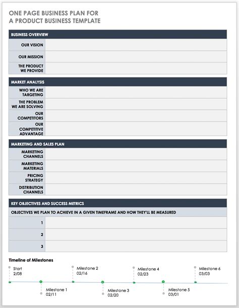 One Page Business Plan Template Word