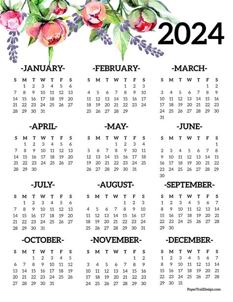 One Page Calendar Printable