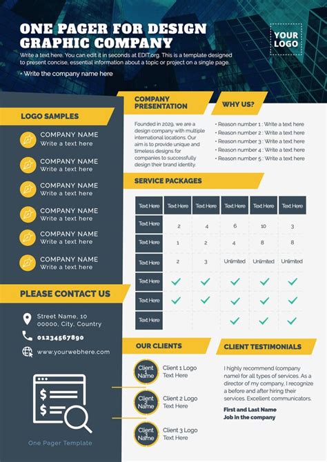 One Pager Word Template